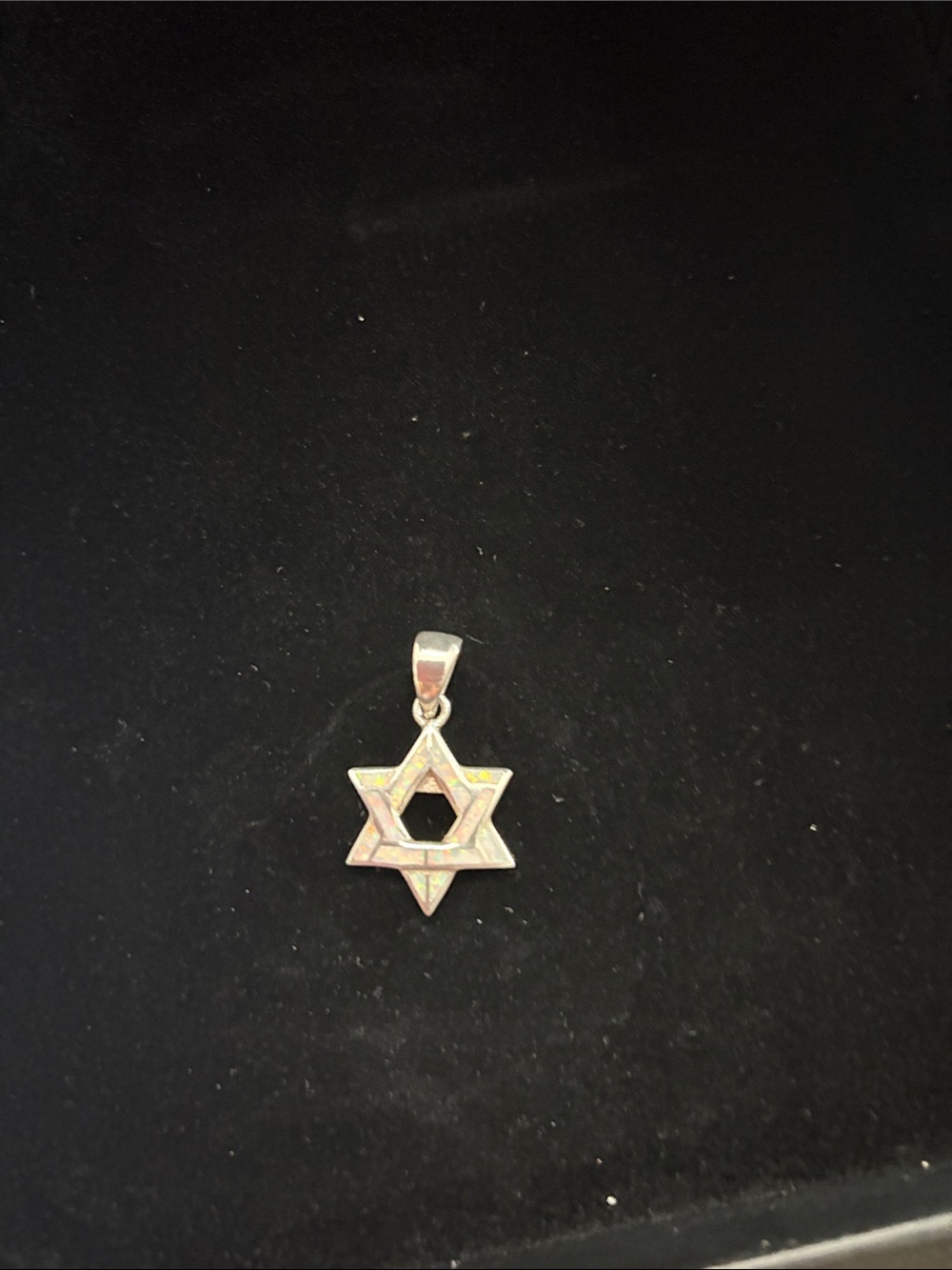 Sterling Silver Opal Star of David Pendant - White Opal